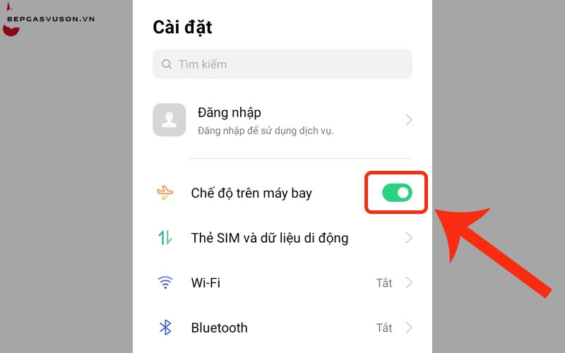 Bật Chế độ máy bay