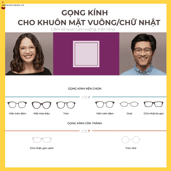 chọn kính cận cho khuôn mặt vuông