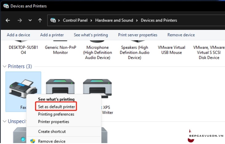 Cài đặt máy in mặc định qua Bảng điều khiển (Control Panel) win 11 - 3
