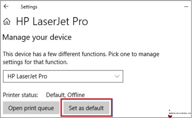 Đặt máy in mặc định qua Cài đặt win 10 - 5