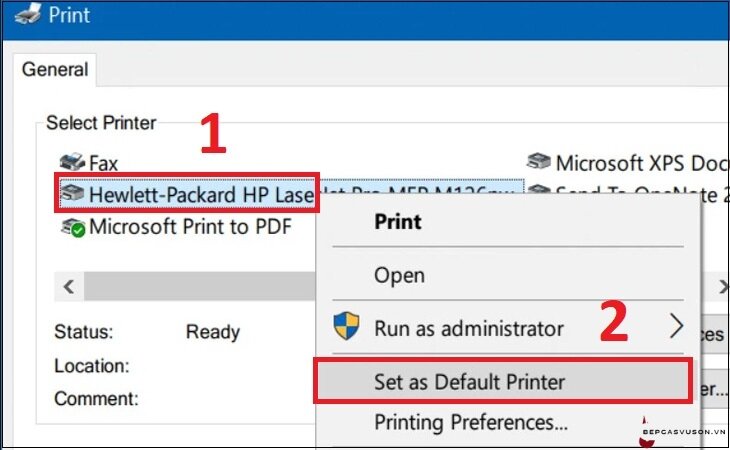 Đặt máy in mặc định qua InPrint Dialog win 10 - 2